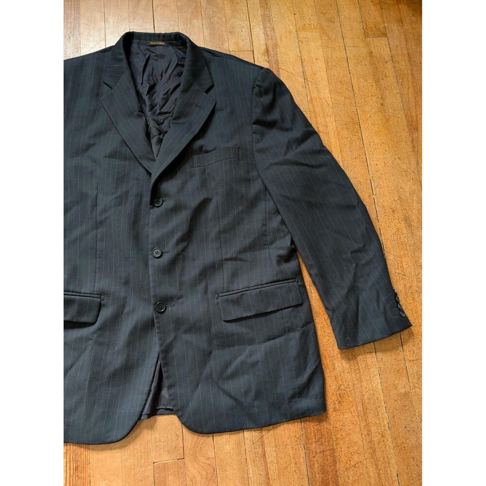 VTG Principe Suit Jacket Mens 44 Gray Wool Pinstripe Reda Super 120s Italy